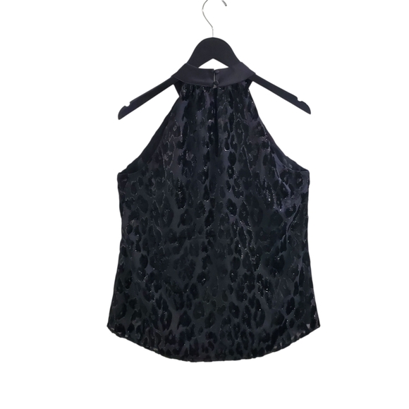 WHBM Leopard Velvet Halter Top Black Size Small 4 - Picture 2 of 10